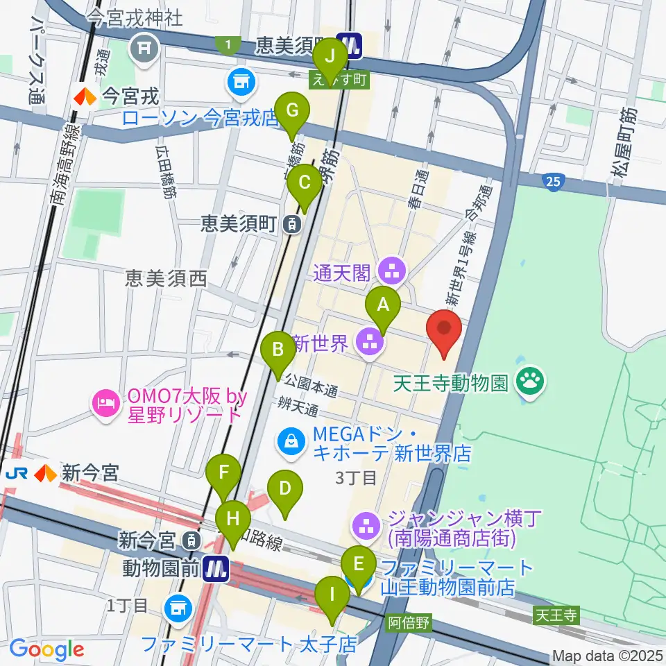 新世界ZAZA周辺のコンビニエンスストア一覧地図
