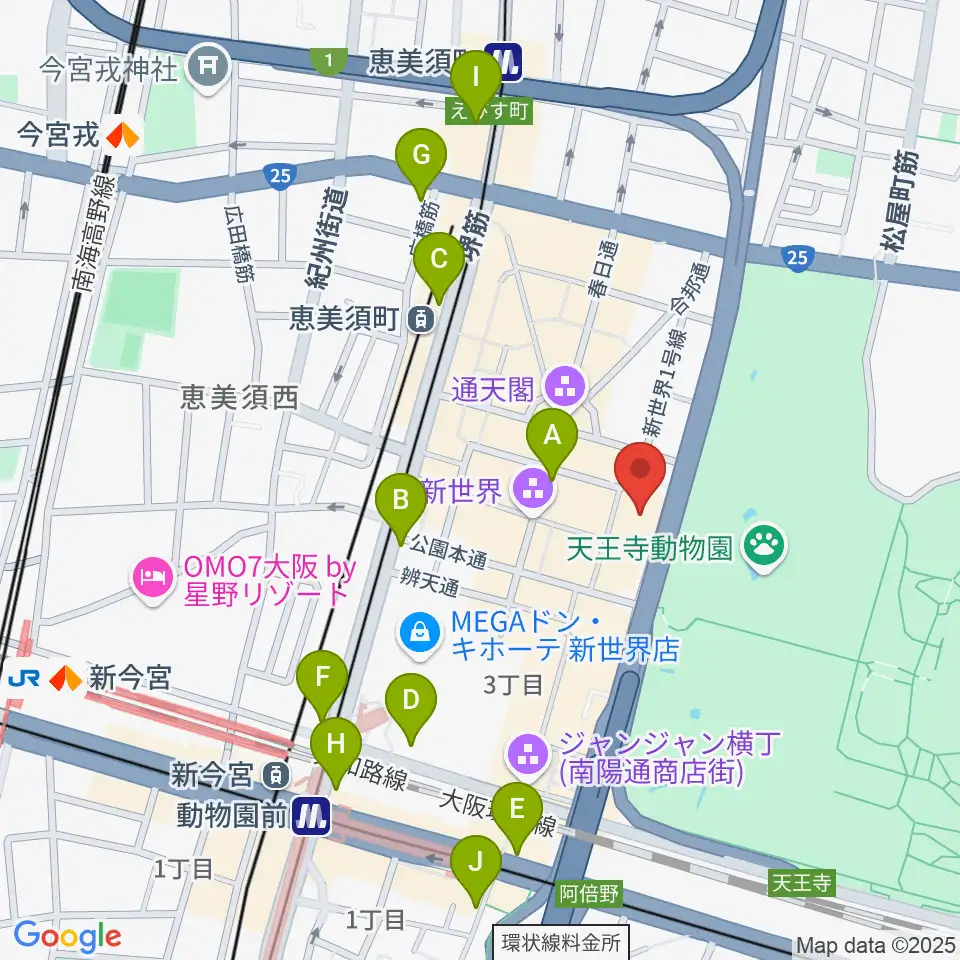 新世界ZAZA周辺のコンビニエンスストア一覧地図