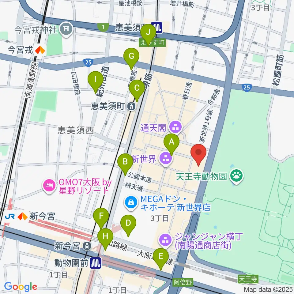 新世界ZAZA周辺のコンビニエンスストア一覧地図