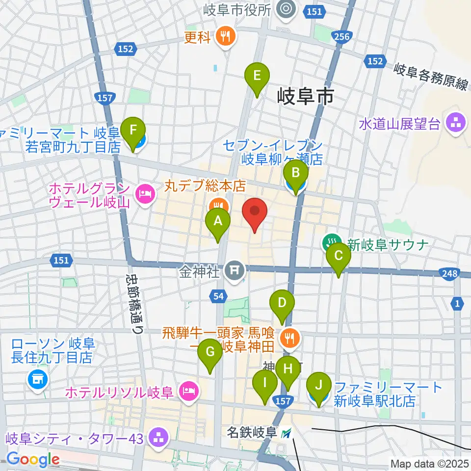 ぎふ葵劇場周辺のコンビニエンスストア一覧地図