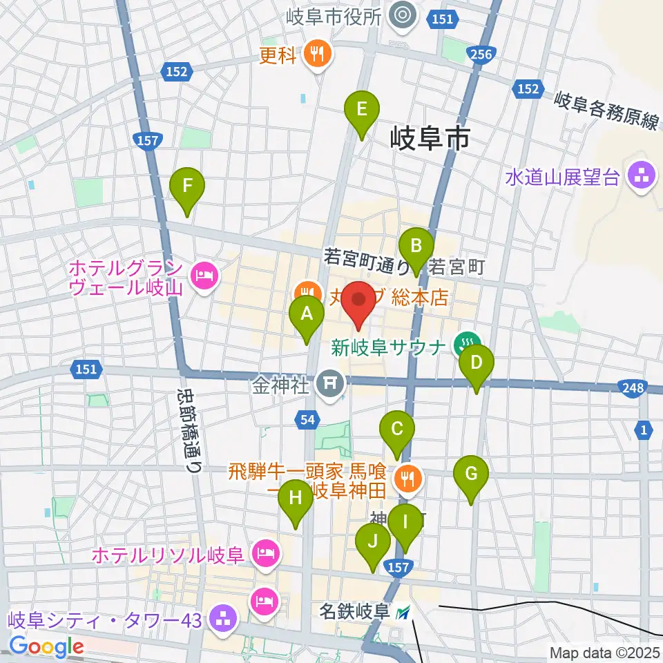 ぎふ葵劇場周辺のコンビニエンスストア一覧地図
