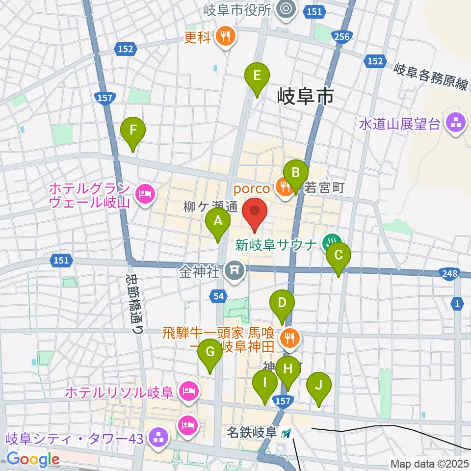 ぎふ葵劇場周辺のコンビニエンスストア一覧地図