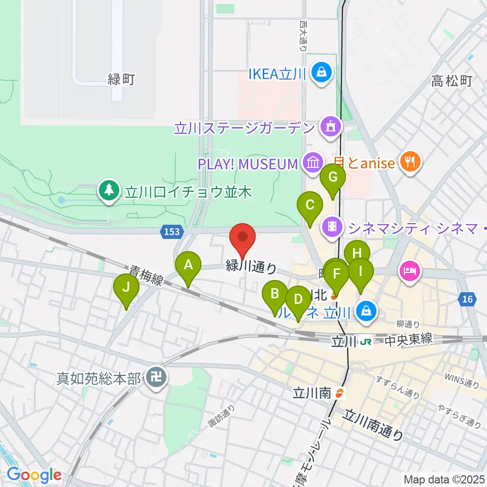 立川けやき座周辺のコンビニエンスストア一覧地図
