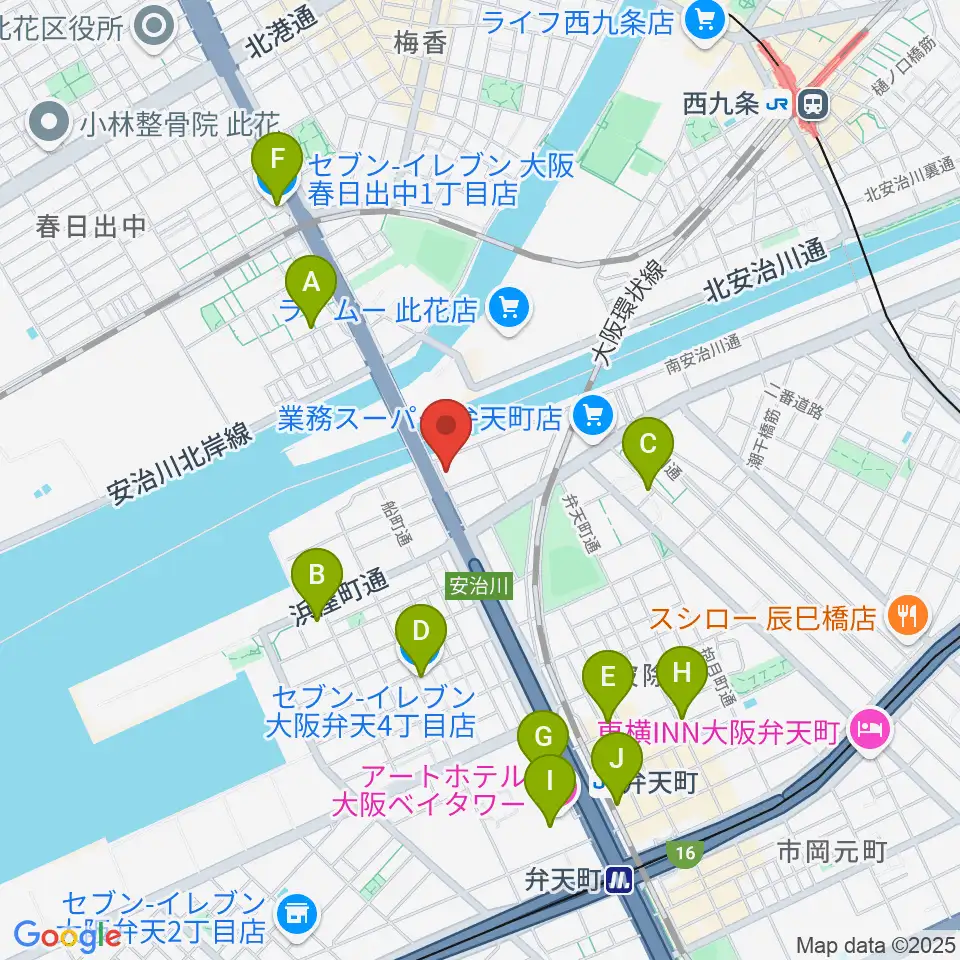 大阪弁天町 世界館周辺のコンビニエンスストア一覧地図