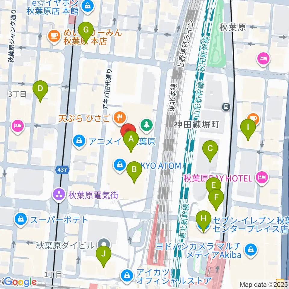 秋葉原UDXシアター周辺のコンビニエンスストア一覧地図