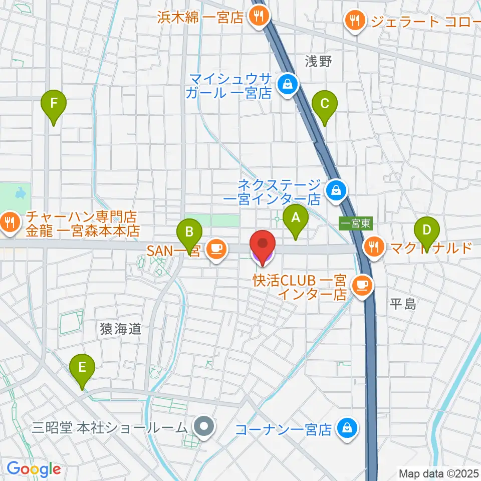 アイプラザ一宮周辺のコンビニエンスストア一覧地図
