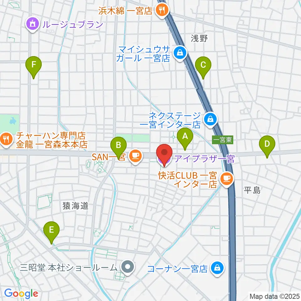 アイプラザ一宮周辺のコンビニエンスストア一覧地図