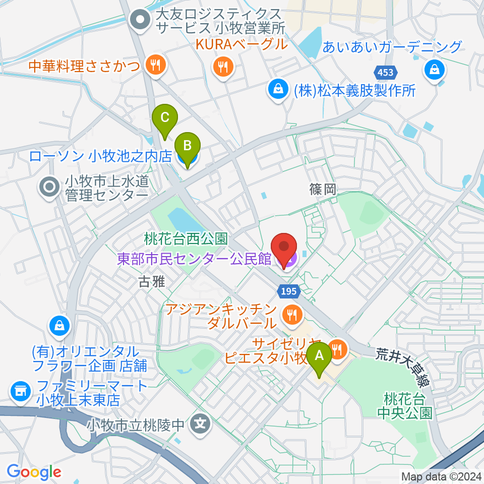 小牧市東部市民センター周辺のコンビニエンスストア一覧地図