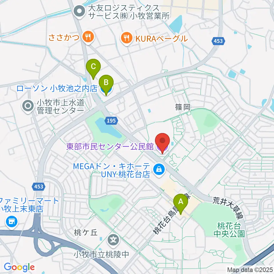 小牧市東部市民センター周辺のコンビニエンスストア一覧地図