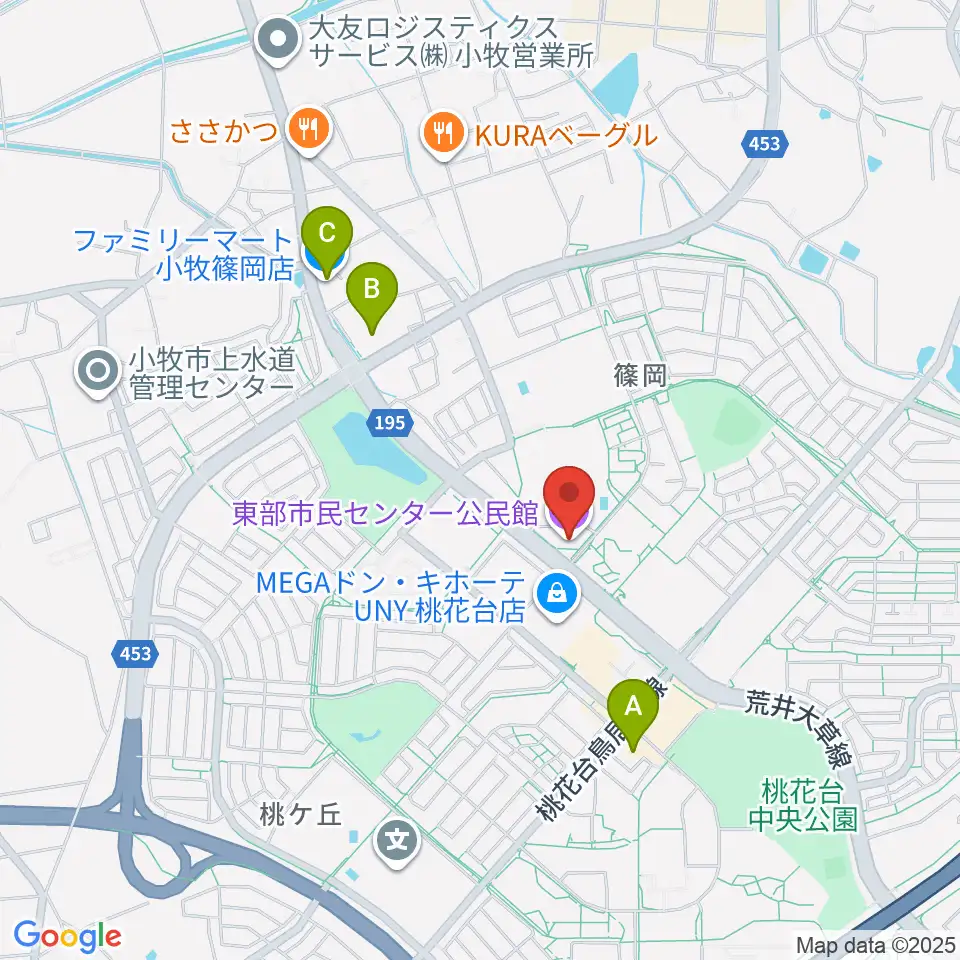 小牧市東部市民センター周辺のコンビニエンスストア一覧地図