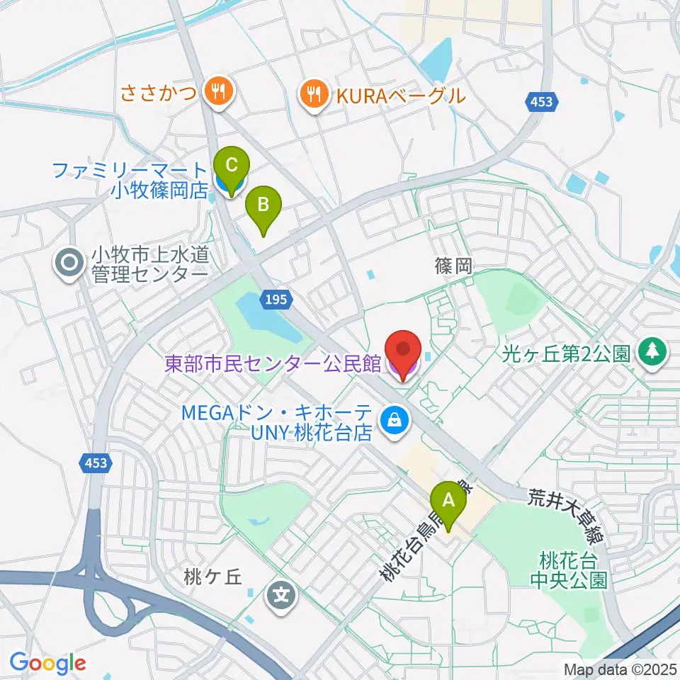 小牧市東部市民センター周辺のコンビニエンスストア一覧地図