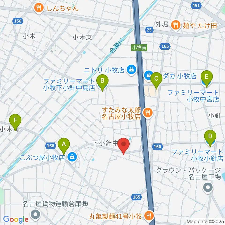 小牧市北里市民センター周辺のコンビニエンスストア一覧地図
