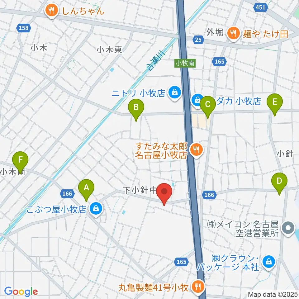 小牧市北里市民センター周辺のコンビニエンスストア一覧地図