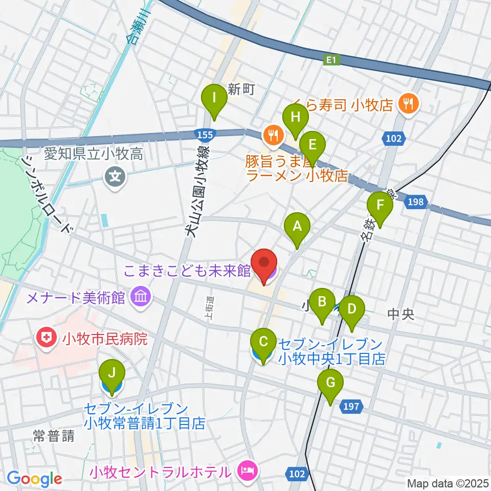 小牧市まなび創造館周辺のコンビニエンスストア一覧地図