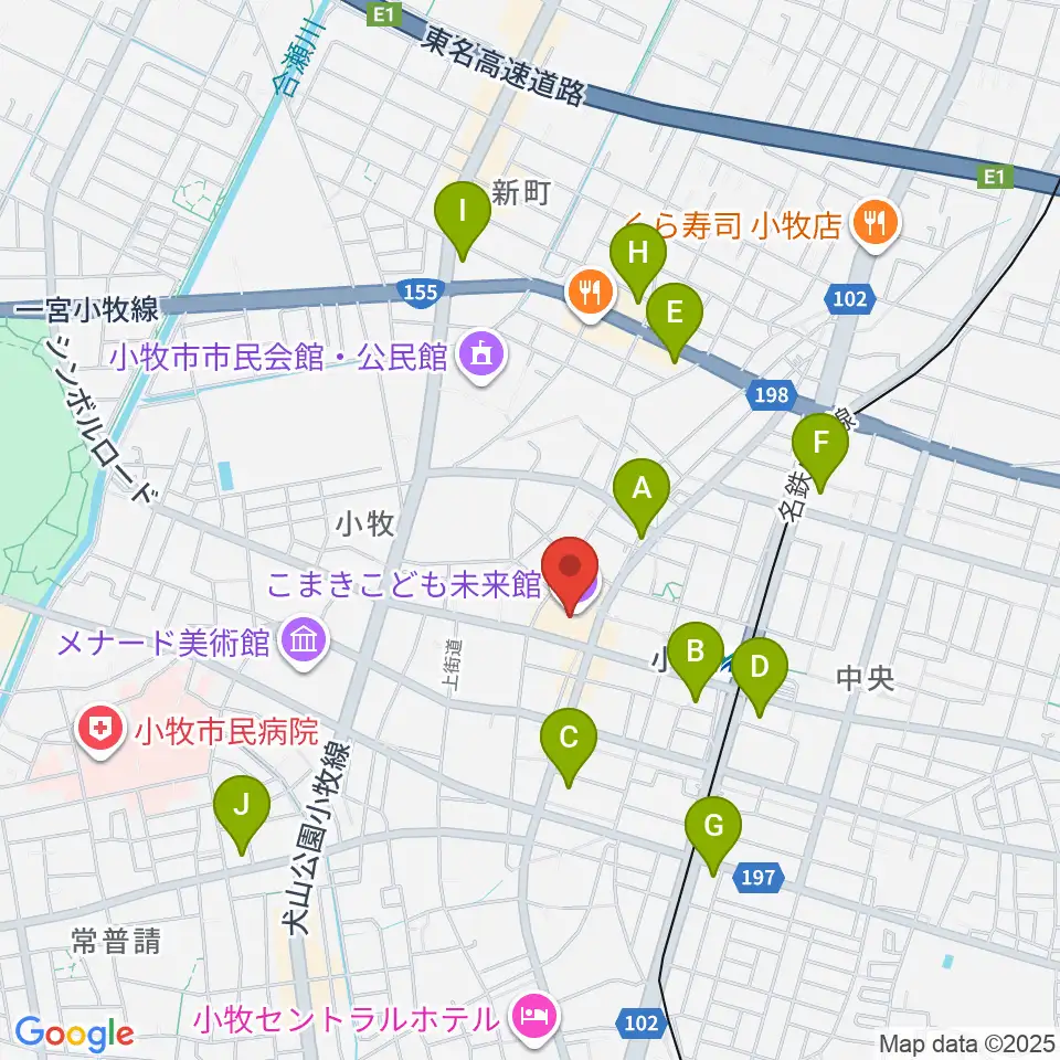 小牧市まなび創造館周辺のコンビニエンスストア一覧地図