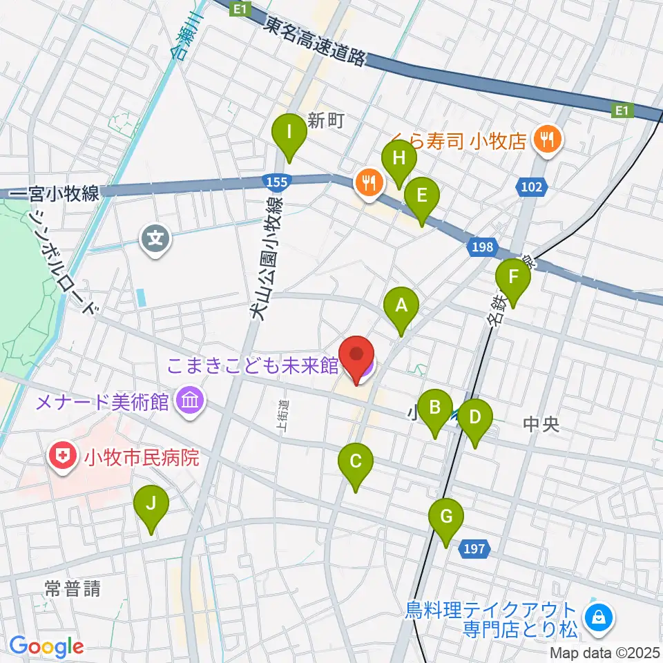 小牧市まなび創造館周辺のコンビニエンスストア一覧地図