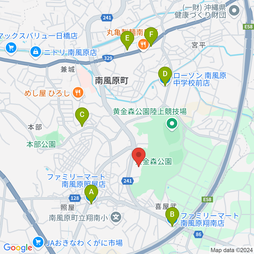 南風原町立中央公民館周辺のコンビニエンスストア一覧地図