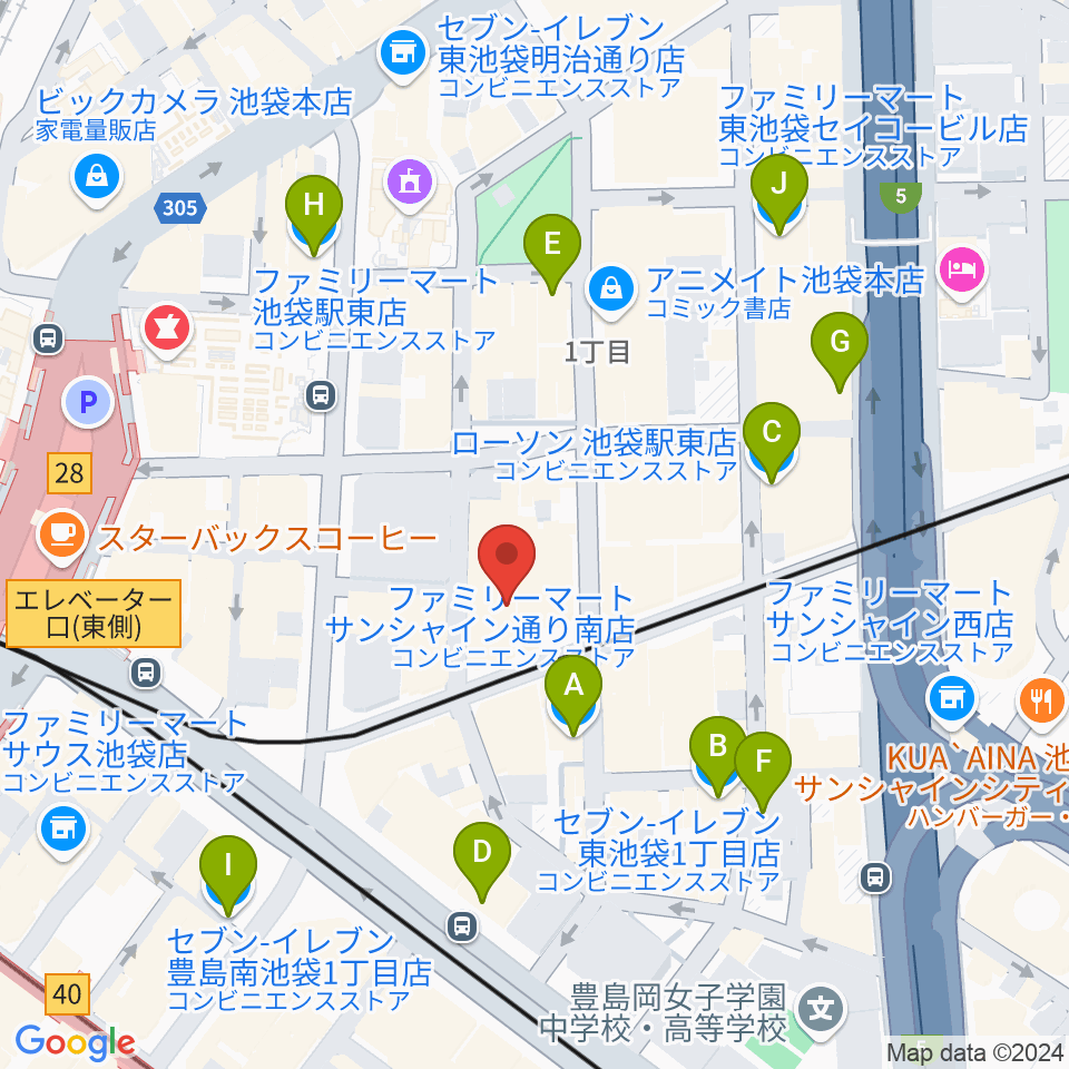 ミクサライブ東京周辺のコンビニエンスストア一覧地図