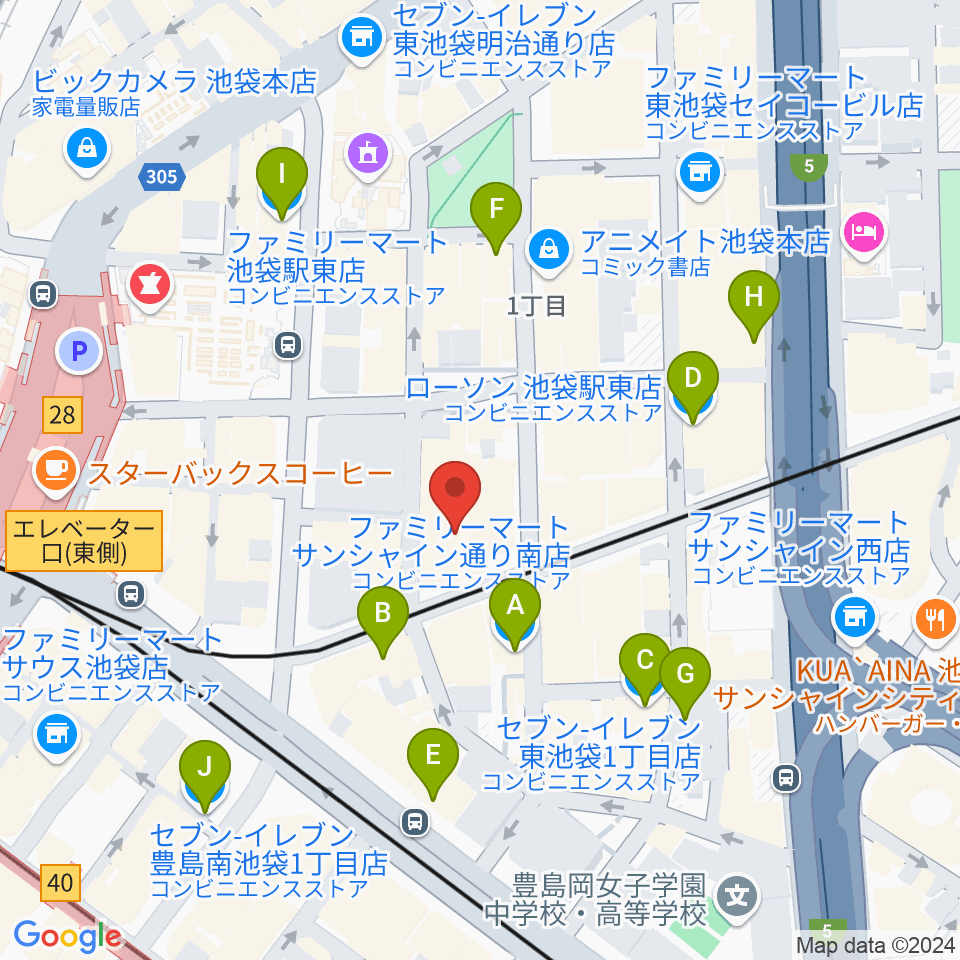 ミクサライブ東京周辺のコンビニエンスストア一覧地図