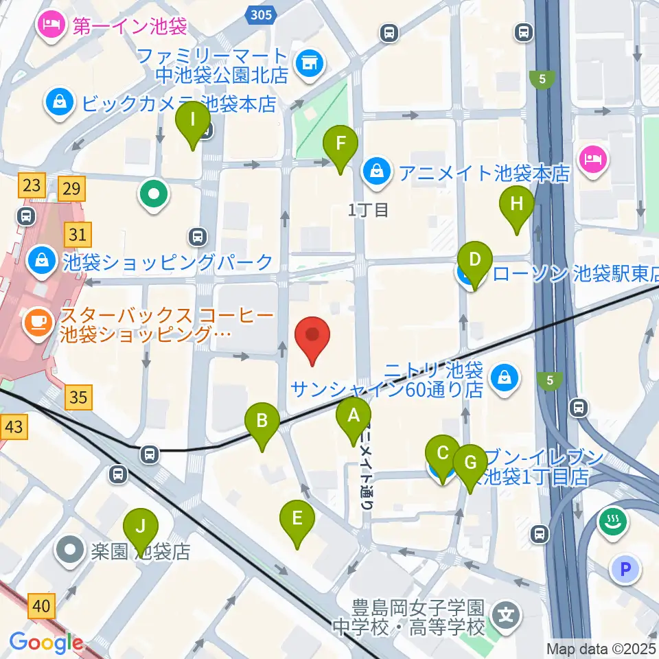 ミクサライブ東京周辺のコンビニエンスストア一覧地図