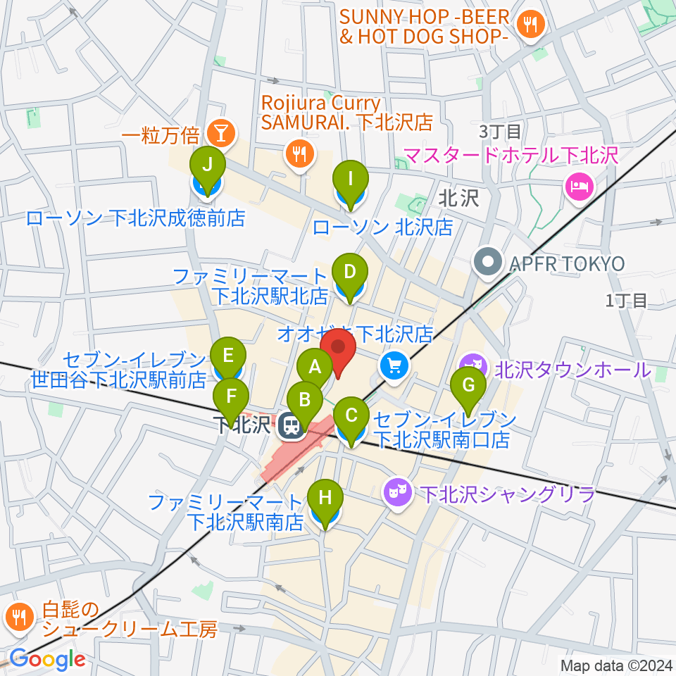 下北沢Flowers Loft周辺のコンビニエンスストア一覧地図