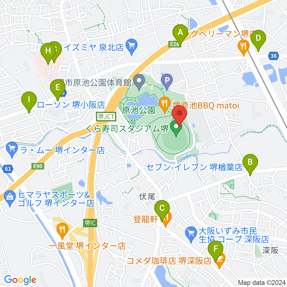 くら寿司スタジアム堺周辺のコンビニエンスストア一覧地図