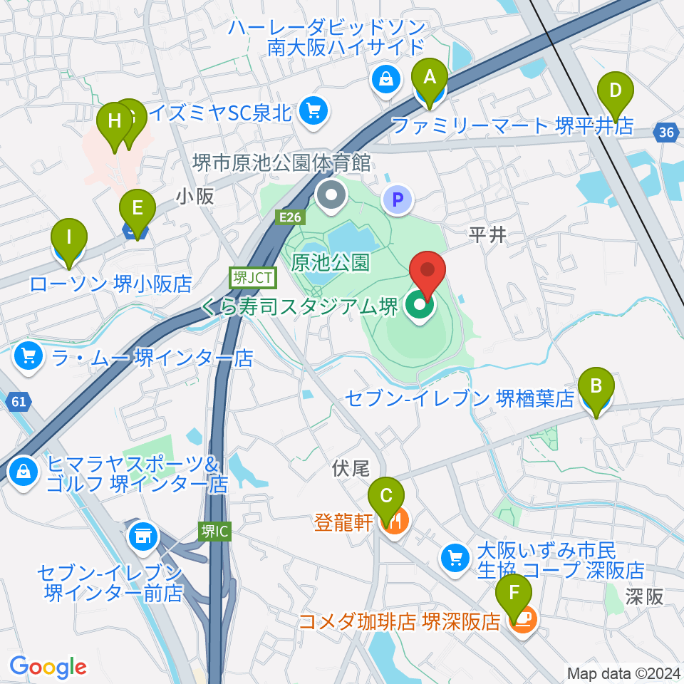 くら寿司スタジアム堺周辺のコンビニエンスストア一覧地図