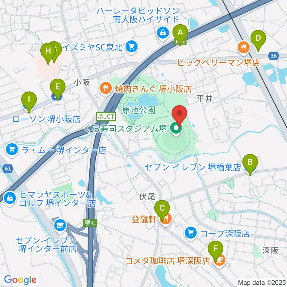 くら寿司スタジアム堺周辺のコンビニエンスストア一覧地図