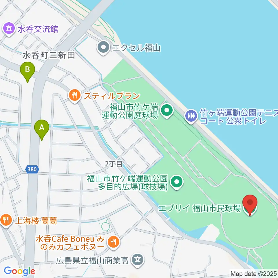 エブリイ福山市民球場周辺のコンビニエンスストア一覧地図