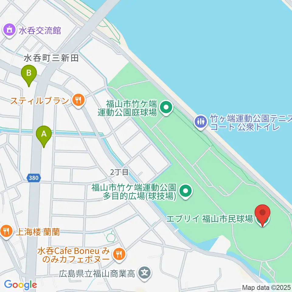 エブリイ福山市民球場周辺のコンビニエンスストア一覧地図