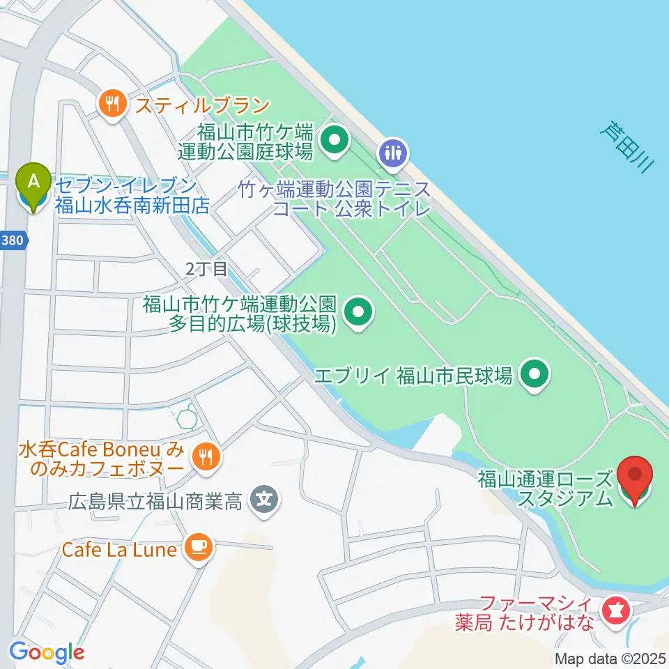 福山通運ローズスタジアム周辺のコンビニエンスストア一覧地図