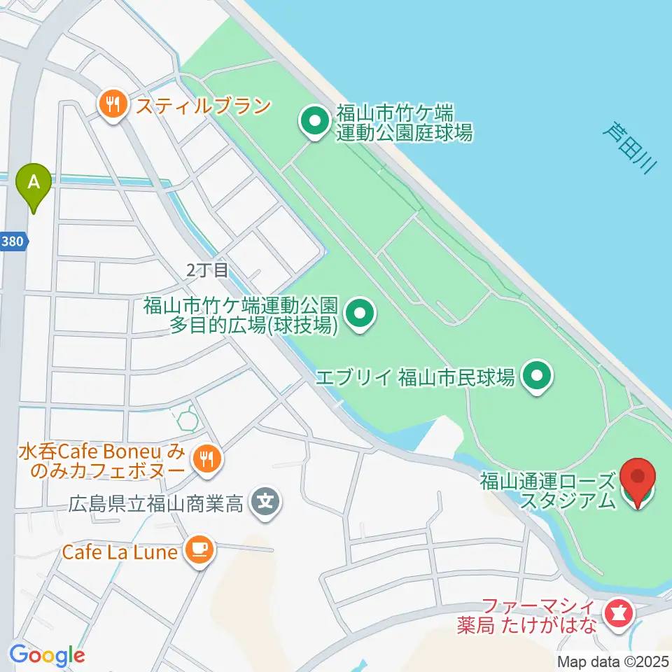 福山通運ローズスタジアム周辺のコンビニエンスストア一覧地図