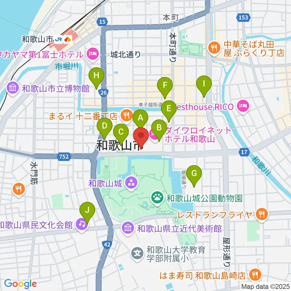 和歌山城ホール周辺のコンビニエンスストア一覧地図