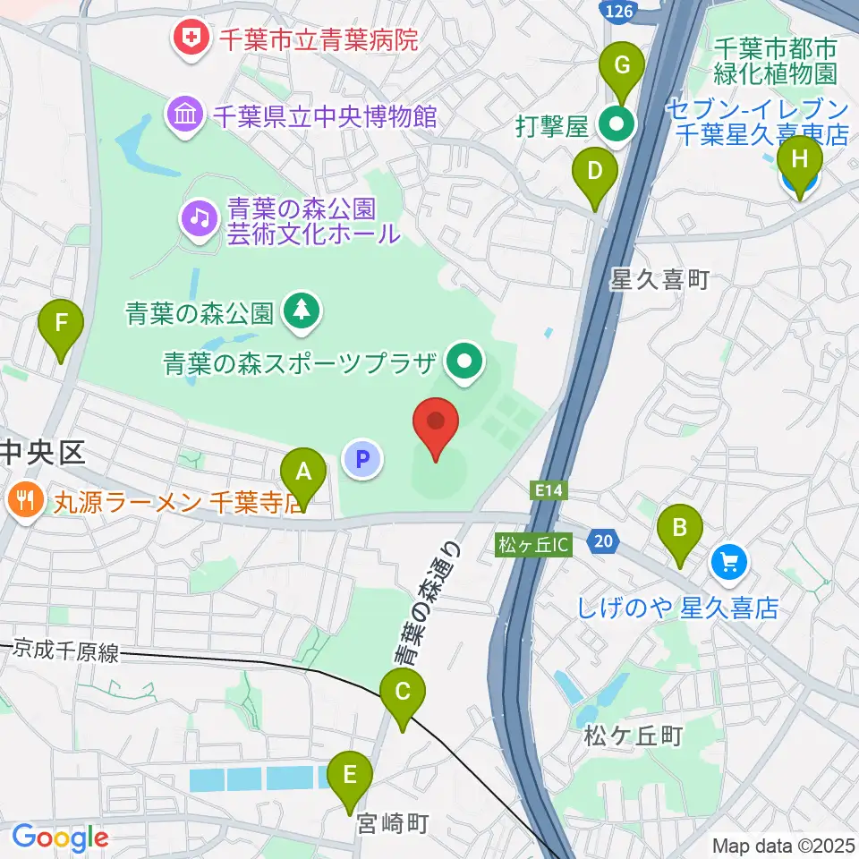 青葉の森スポーツプラザ野球場周辺のコンビニエンスストア一覧地図
