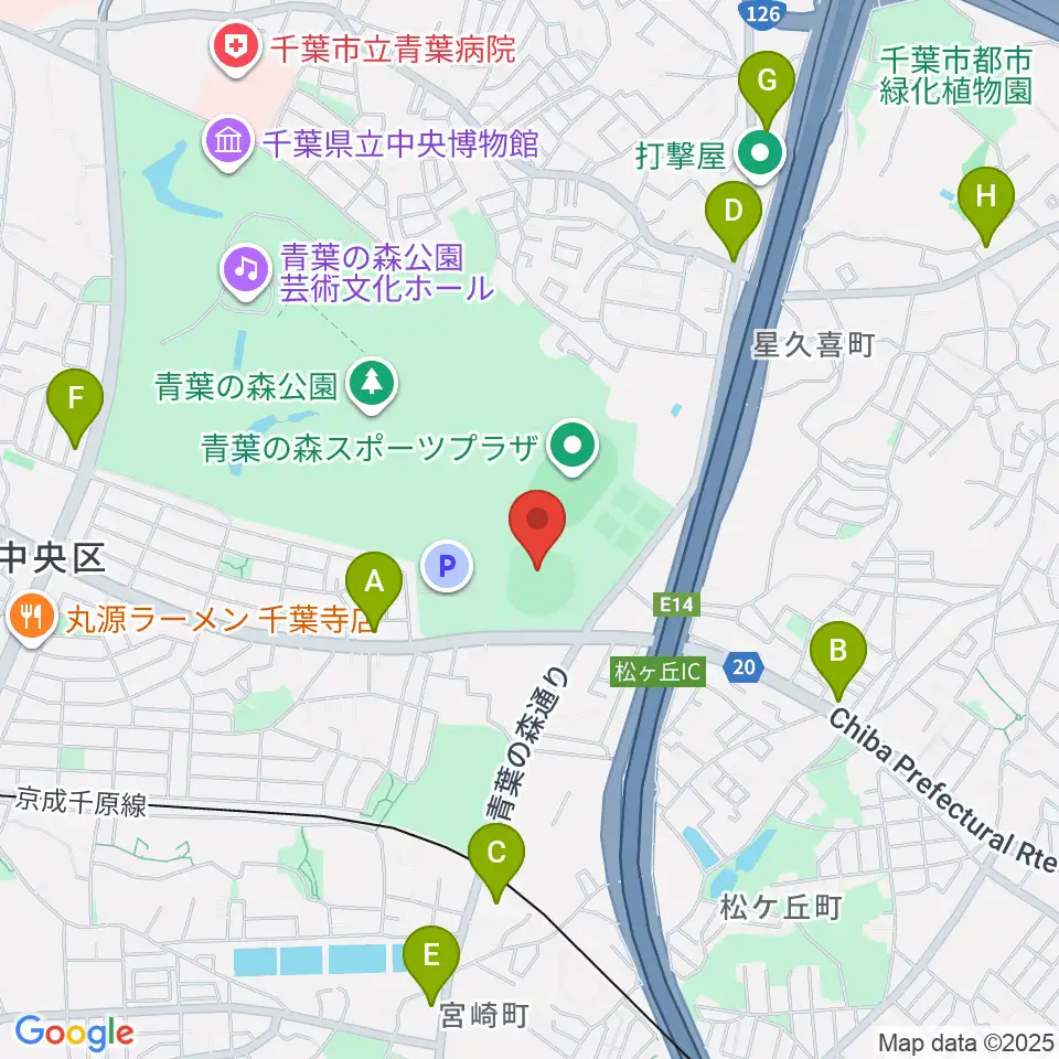 青葉の森スポーツプラザ野球場周辺のコンビニエンスストア一覧地図