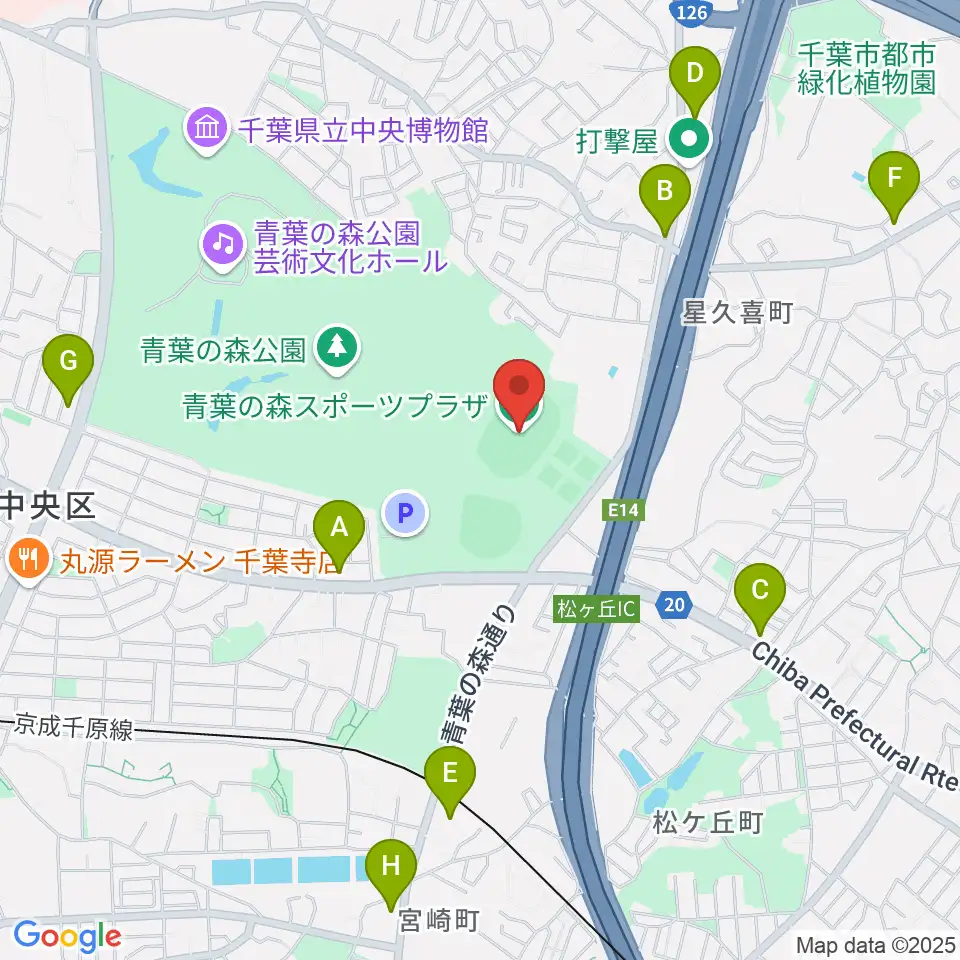 青葉の森スポーツプラザ陸上競技場周辺のコンビニエンスストア一覧地図