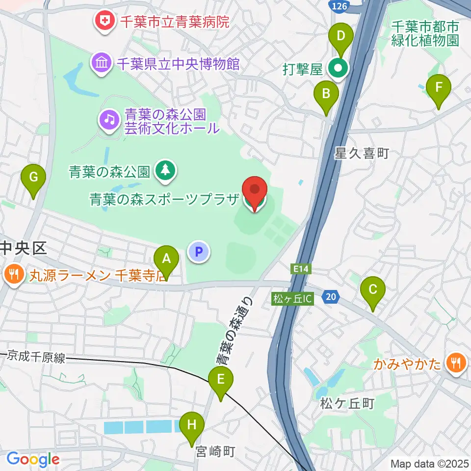 青葉の森スポーツプラザ陸上競技場周辺のコンビニエンスストア一覧地図