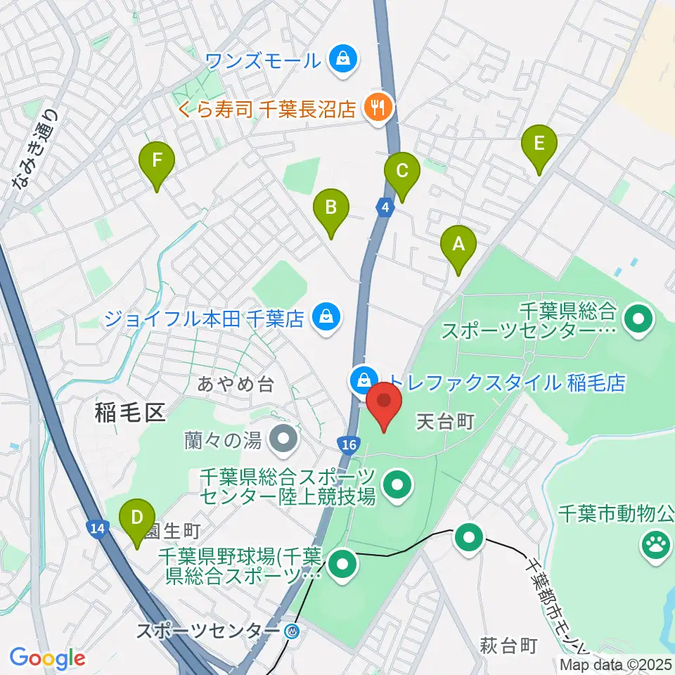 千葉県総合スポーツセンター武道館周辺のコンビニエンスストア一覧地図