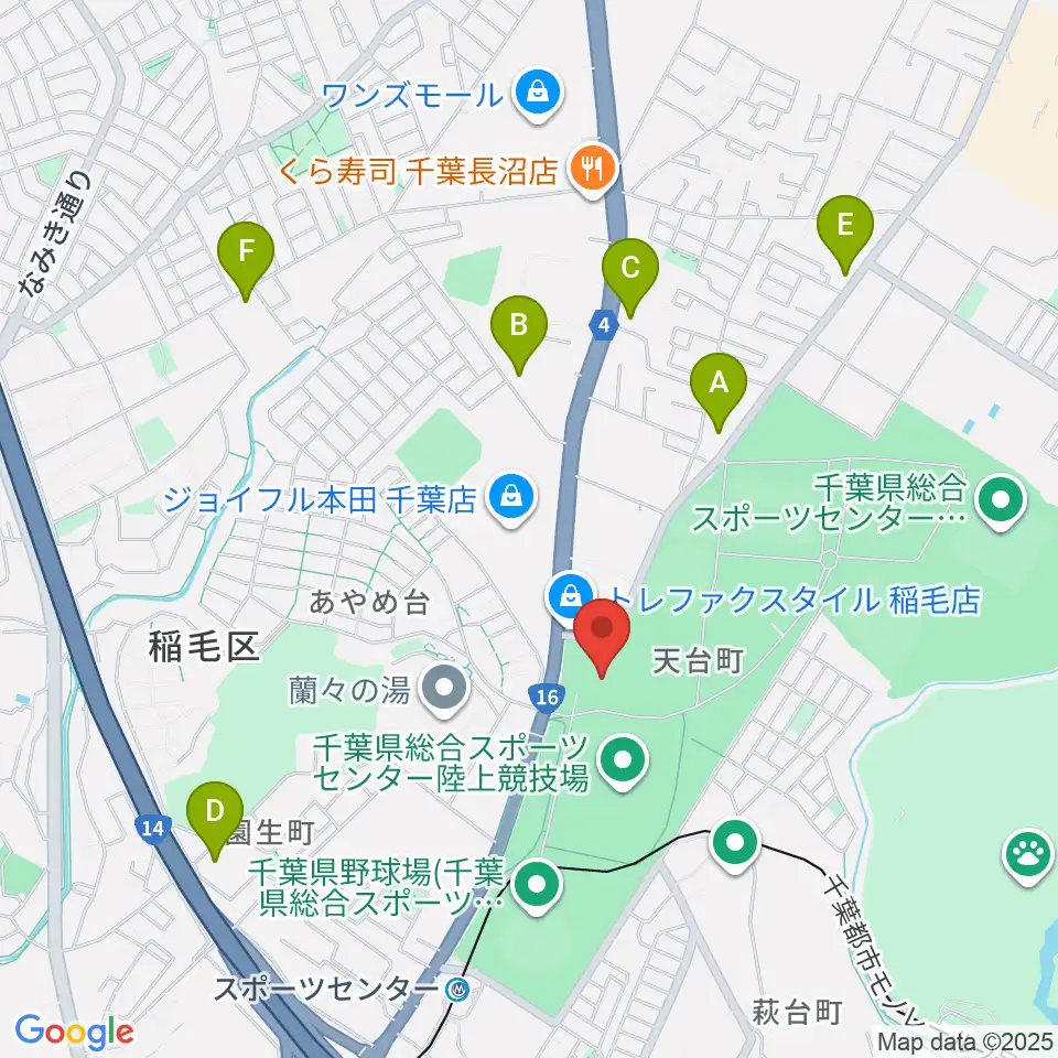 千葉県総合スポーツセンター武道館周辺のコンビニエンスストア一覧地図