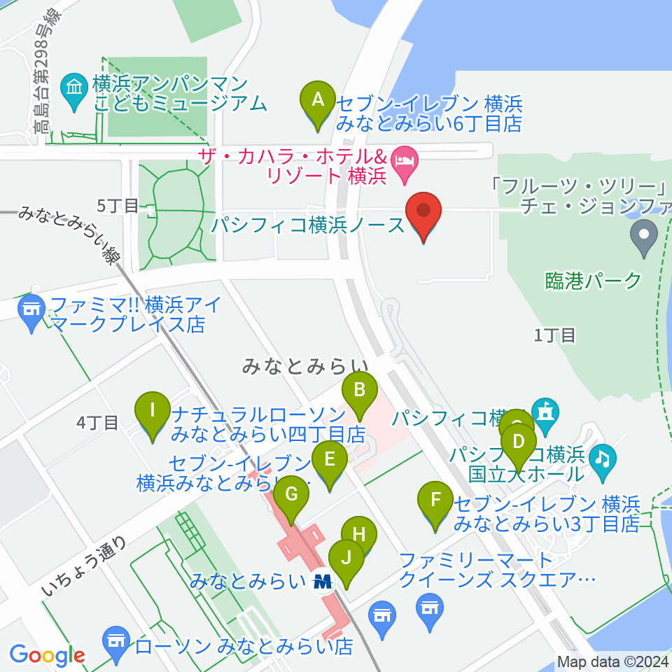 パシフィコ横浜ノース周辺のコンビニエンスストア一覧地図