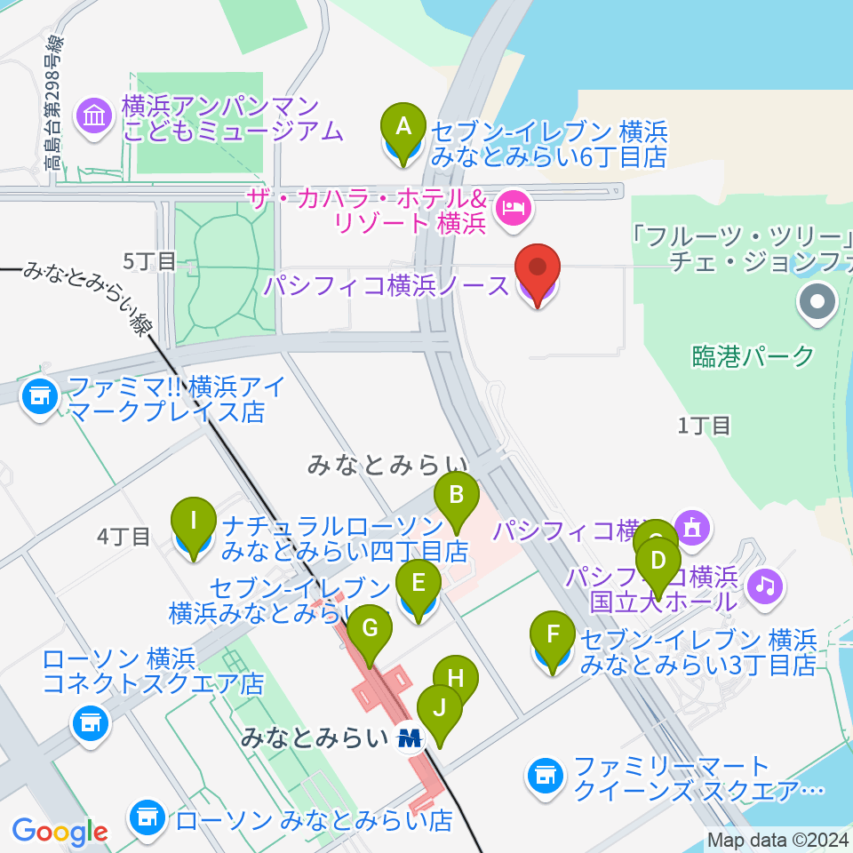 パシフィコ横浜ノース周辺のコンビニエンスストア一覧地図