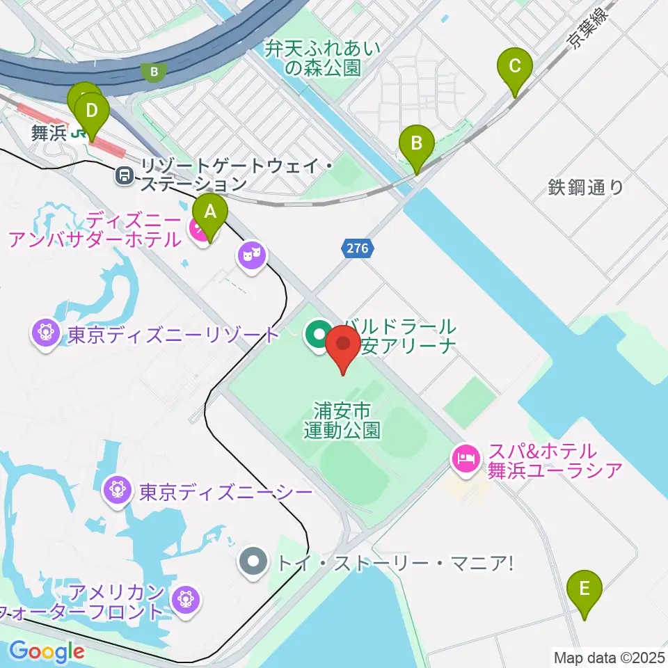 浦安市屋内水泳プール周辺のコンビニエンスストア一覧地図
