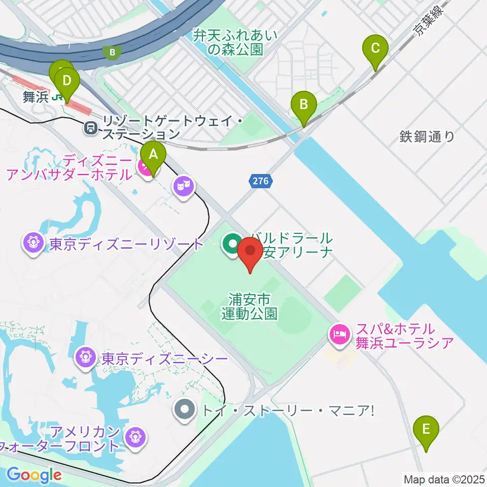 浦安市屋内水泳プール周辺のコンビニエンスストア一覧地図