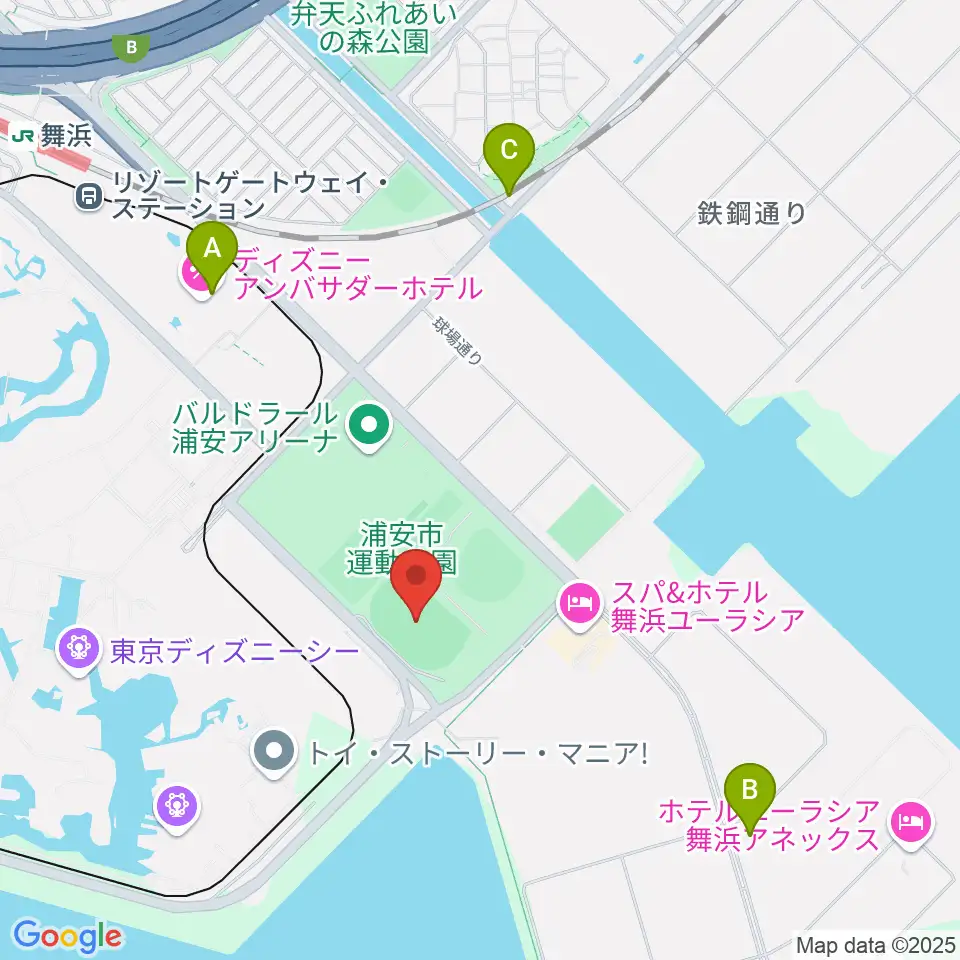 ブリオベッカ浦安競技場周辺のコンビニエンスストア一覧地図