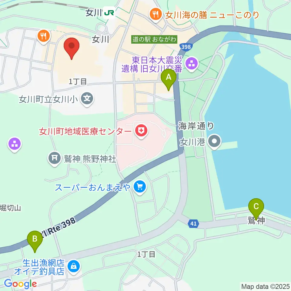 女川町生涯学習センターホール周辺のコンビニエンスストア一覧地図