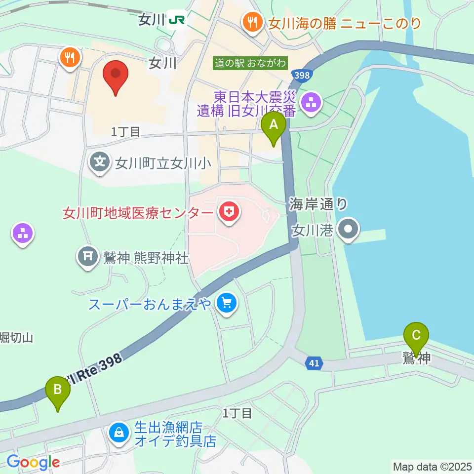 女川町生涯学習センターホール周辺のコンビニエンスストア一覧地図