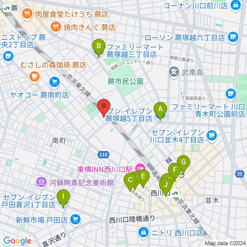 レッスル武闘館（アイスリボン道場）周辺のコンビニエンスストア一覧地図