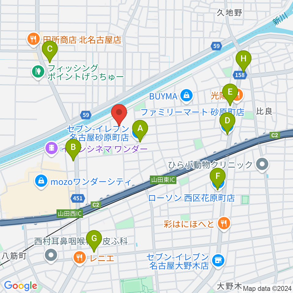 OVERLOAD STUDIO周辺のコンビニエンスストア一覧地図