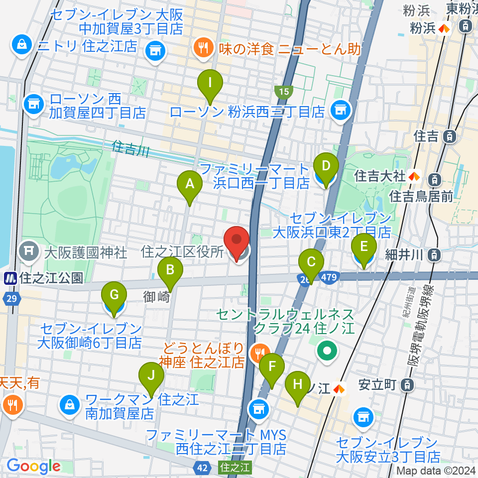 すみのえ舞昆ホール周辺のコンビニエンスストア一覧地図