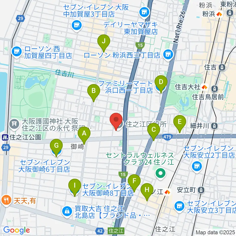 すみのえ舞昆ホール周辺のコンビニエンスストア一覧地図